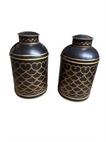 Pair of Metal Black Tea Tins