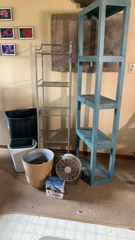 Metal and Plastic Shelves, Trash Cans & Fans