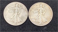 1936, 1936-D Silver Walking Liberty (2) Half