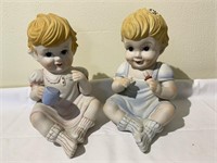 Pair of Boy and Girl Ceramic Figurines