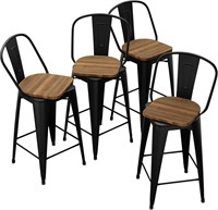 26 Inch Swivel Bar Stools Black  Set of 4