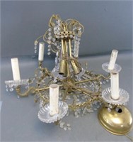 Vintage Brass and Crystal Chandelier