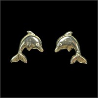 14K Yellow gold dolphin post earrings