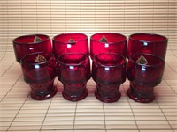 FENTON RUBY RED TUMBLERS SET OF EIGHT