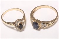 Two 9ct Gold, Sapphire and Diamond Rings,
