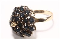 14ct Yellow Gold and Sapphire Cluster Ring,