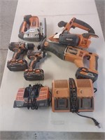 Ridgid 18v Cordless Tool Set with 3 Batteries and