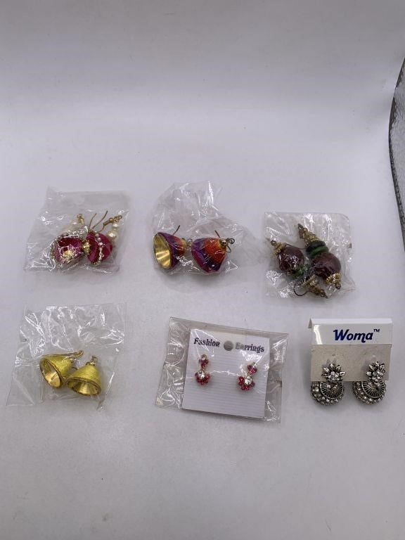 NEW PIERCED EARRING LOT OF 6