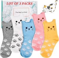 LOT OF 3 PACKS - Cute Cat Socks for Women and Kids