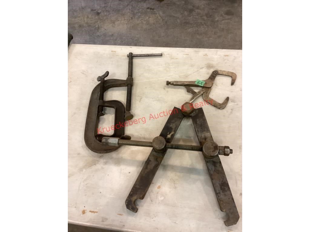 2 C Clamps, Spring Compressor, Vise Grip,