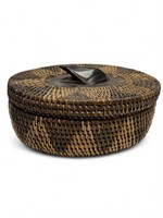 Indonesian basket with wooden carved from lid