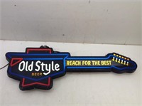 Old Style Beer Lighted Guitar Bar Sign  Working