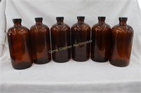 (6) Amber Bottles with Lids