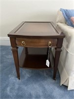 Pair of Mahoghany 1 Drawer End Tables with Leather