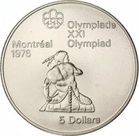 92.5 Silver 1976 Montreal XXI Olympiad $5 Coin