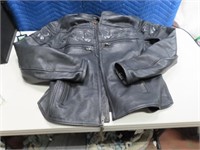 SKULL Embossed Leather Biker Coat FIRST Classic LG