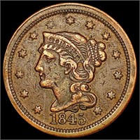 1845 Braided Hair Cent LIGHTLY CIRCULATED