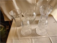 3 Crystal Vases, 2 Toppers