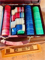 Poker chip set, Chess set  etc