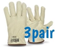 3pr Leather Driver Gloves  Soft Pigskin  Size M