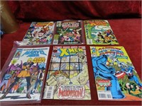 (6)X-men, Captain America comic books.