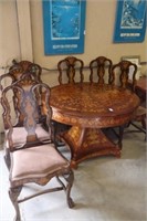 ITILLIAN HAND INLAID TABLE AND SIX CHAIRS