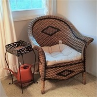 Wicker Chair & Metal & wicker Plant Stand