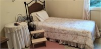 Twin Bed, Round Table, Steps, Plant Stand