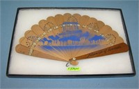 Antique souvenir wooden fan