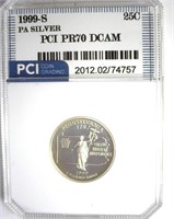 1999-S Silver Quarter PCI PR70 DCAM Pennsylvania