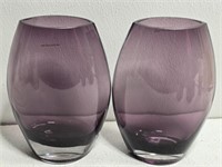 Pair of Purple Glass Decorative Vases