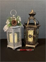 2 Decorative Outdoor Lanterns W/ Fuax Candles