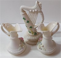 Belleek IIrish China, Celtics Harp & Vases