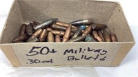 50+ .30 caliber military bullets for reloading