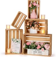 B3199  Soaoo Nesting Wooden Crates, 5-Pcs.