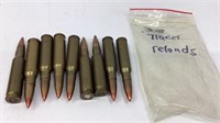 9 rounds of .308 or 7.62 NATO tracers reloads