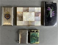 5pc Vtg Lighters & Containers