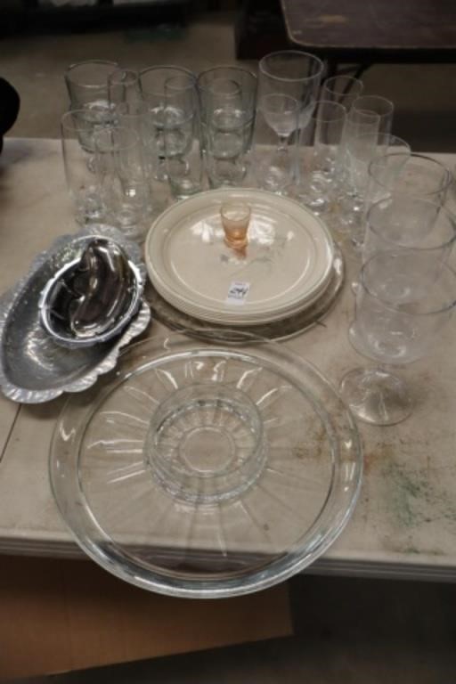 GLASS WARE AND SERVING TRAYS