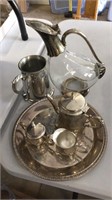 Wilton Armetale Platter & Silver Plate Tea Service