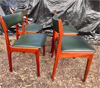 MidCentury 1960"s Leather & Teak Dining Chairs (4)