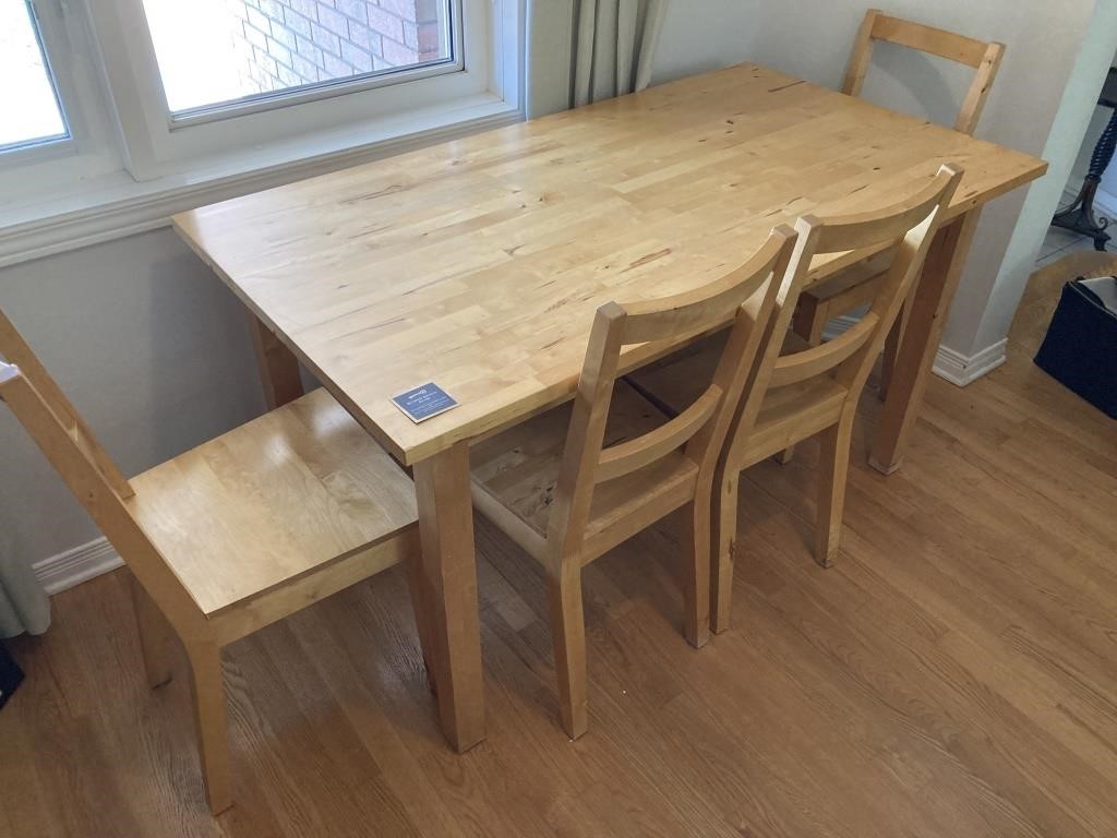 IKEA Style Wooden Kitchen Table & 4 Chairs