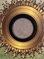 1867 Three Cent Nickel in Folder