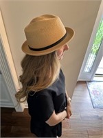 Straw Fedora with Black Band by Kate Landry