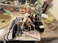LOT OF HAIR DRYERS, CURLING IRON AND MORE