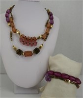 Chico's Gold & Purple Necklace & Bracelet