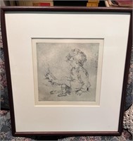 19th C. Ink Drawing of Infant, Unknown Artist