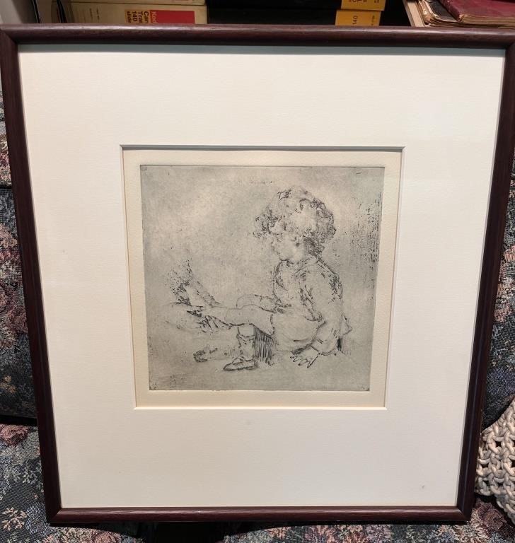 19th C. Ink Drawing of Infant, Unknown Artist