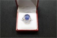 3.98CT TANZANITE RING - SIZE: 9