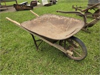 Vintage iron and wood wheelbarrow