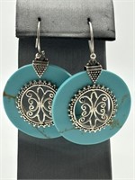 Sterling Turquoise Howlite Filigree Earrings